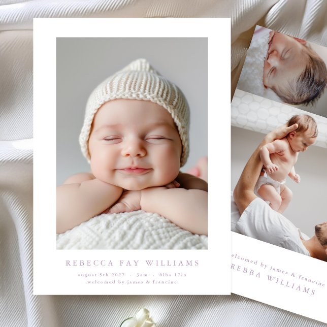 simple minimal photo collage modern baby birth announcement (Creator Uploaded)