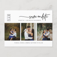 Simple Minimal Photo Collage QR Code Save the Date