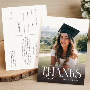 Simple Minimal Photo Modern Script Graduation Postcard
