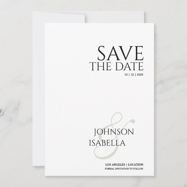 Simple minimal Photo Save the Date Card (Front)