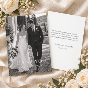 Simple Minimal Photo Wedding Thank You Card
