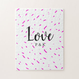 Simple minimal pink abstract love background name jigsaw puzzle