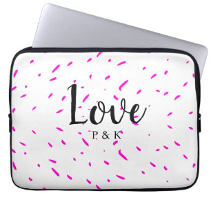 Simple minimal pink abstract love background name laptop sleeve