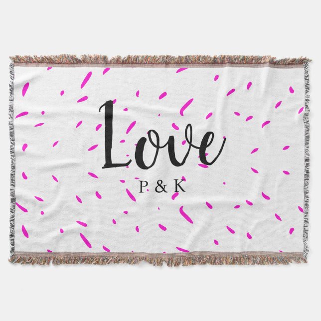 Simple minimal pink abstract love background name throw blanket (Front)