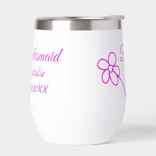 Simple minimal pink bridesmaid add name year text 