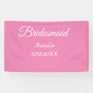 Simple minimal pink bridesmaid add name year text banner