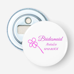 Simple minimal pink bridesmaid add name year text bottle opener