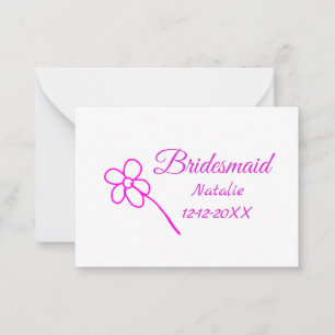 Simple minimal pink bridesmaid add name year text card