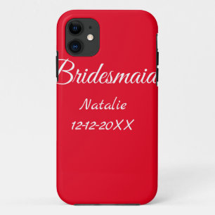 Simple minimal pink bridesmaid add name year text Case-Mate iPhone case
