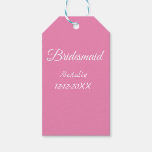 Simple minimal pink bridesmaid add name year text  gift tags