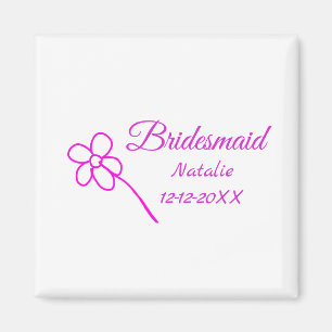 Simple minimal pink bridesmaid add name year text magnet