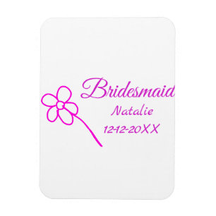 Simple minimal pink bridesmaid add name year text magnet