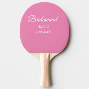 Simple minimal pink bridesmaid add name year text  ping pong paddle