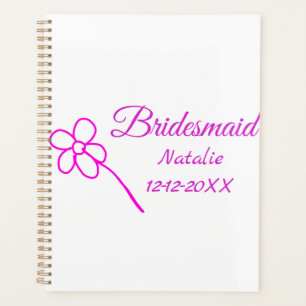 Simple minimal pink bridesmaid add name year text planner