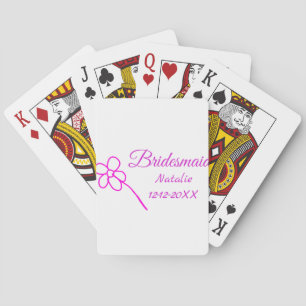 Simple minimal pink bridesmaid add name year text  playing cards