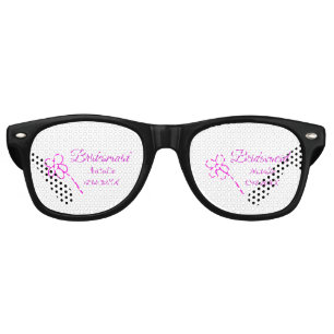 Simple minimal pink bridesmaid add name year text retro sunglasses
