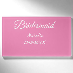 Simple minimal pink bridesmaid add name year text  tag