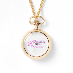 Simple minimal pink bridesmaid add name year text watch
