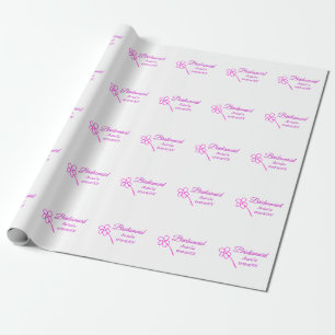 Simple minimal pink bridesmaid add name year text  wrapping paper