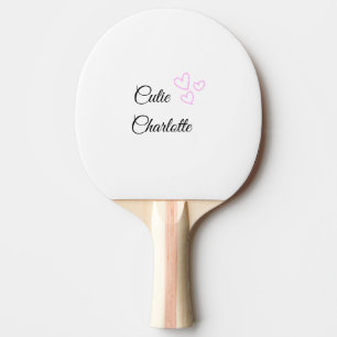 simple minimal pink heart glitter sparkle add name ping pong paddle