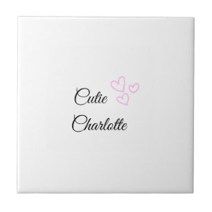 simple minimal pink heart glitter sparkle add name tile