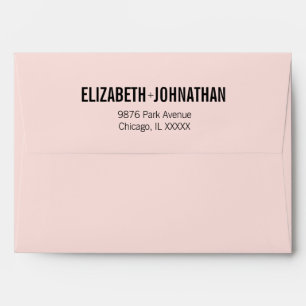 Simple & Minimal Pink Typography Wedding Envelope