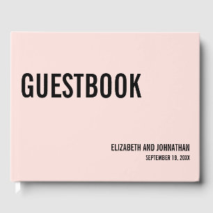 Simple Minimal Pink Typography Wedding Guest Book