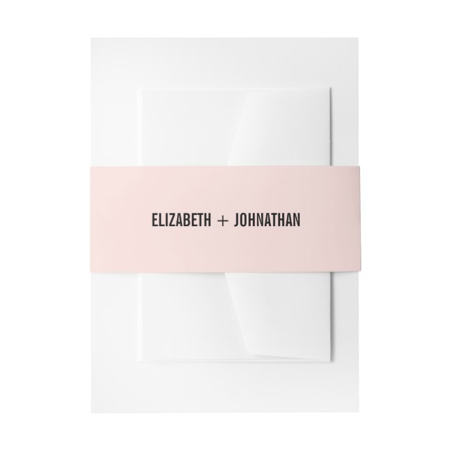 Simple & Minimal Pink Typography Wedding Invitation Belly Band (Front Example)