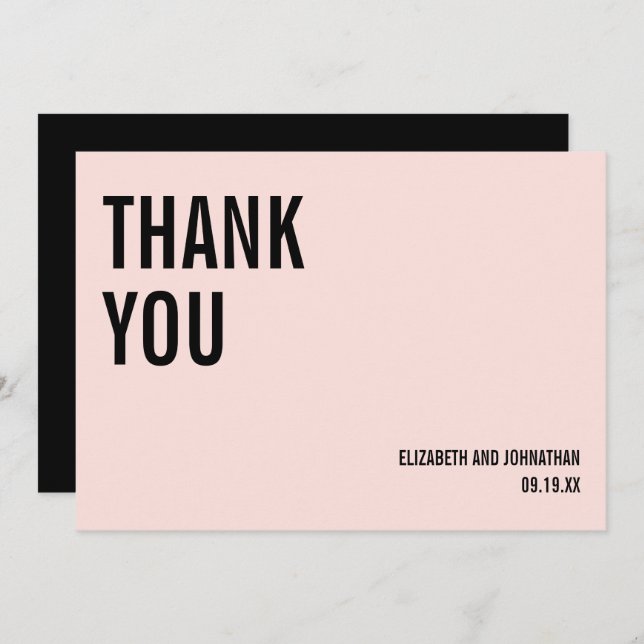 Simple & Minimal Pink Typography Wedding Thank You (Front/Back)