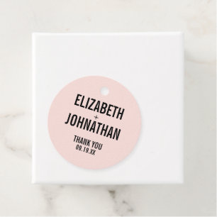 Simple & Minimal Pink Typography Wedding Thank You Favour Tags