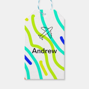 Simple minimal plane travel add your name beach fl gift tags
