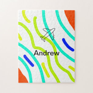 Simple minimal plane travel add your name beach fl jigsaw puzzle
