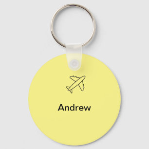 Simple minimal plane travel add your name beach fl key ring