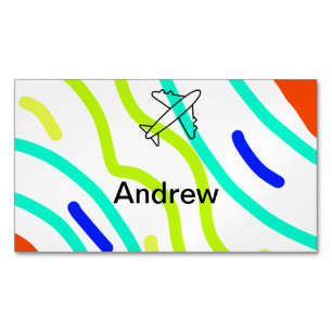 Simple minimal plane travel add your name beach fl magnetic business card