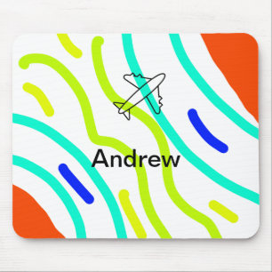 Simple minimal plane travel add your name beach fl mouse pad