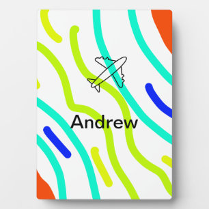 Simple minimal plane travel add your name beach fl plaque