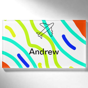 Simple minimal plane travel add your name beach fl tag