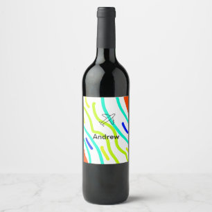 Simple minimal plane travel add your name beach fl wine label