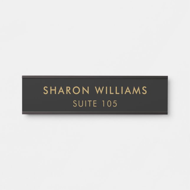 Simple Minimal Professional Black Employee Name Door Sign (Front)