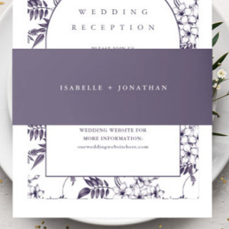 Simple Minimal Purple Wedding Invitation Belly Band