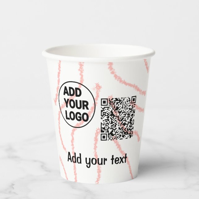 Simple minimal q r code add logo scan code name  t paper cups (Front)