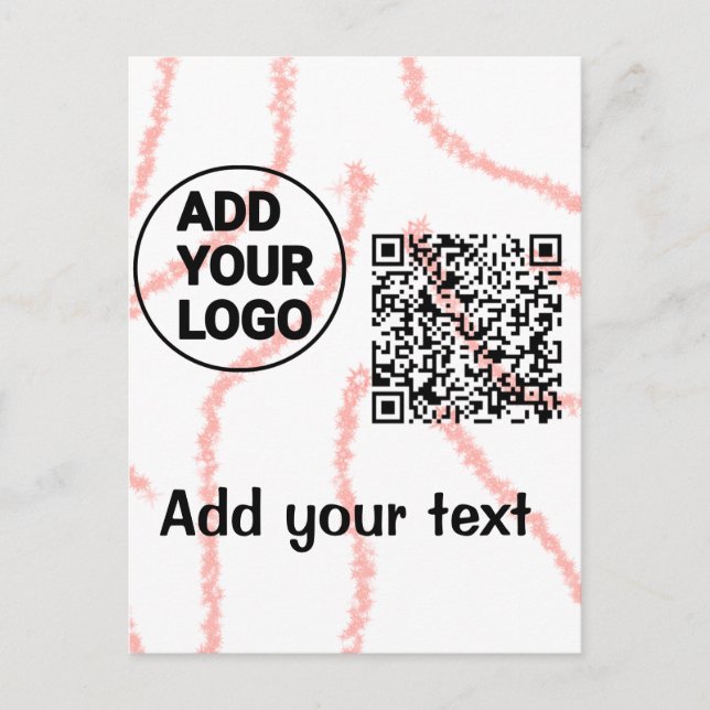Simple minimal q r code add logo scan code name  t postcard (Front)