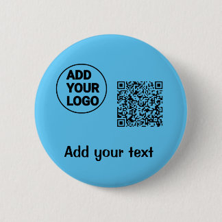 Simple minimal q r code add logo scan code name te 6 cm round badge
