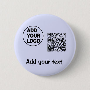 Simple minimal q r code add logo scan code name te 6 cm round badge