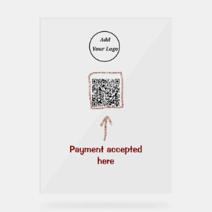 Simple minimal q r code add logo scan code name te acrylic sign