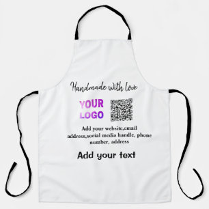 Simple minimal q r code add logo scan code name te apron