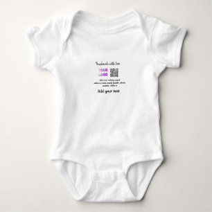Simple minimal q r code add logo scan code name te baby bodysuit