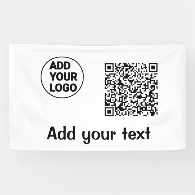 Simple minimal q r code add logo scan code name te banner (Horizontal)