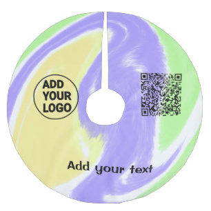 Simple minimal q r code add logo scan code name te brushed polyester tree skirt