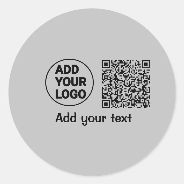 Simple minimal q r code add logo scan code name te classic round sticker (Front)